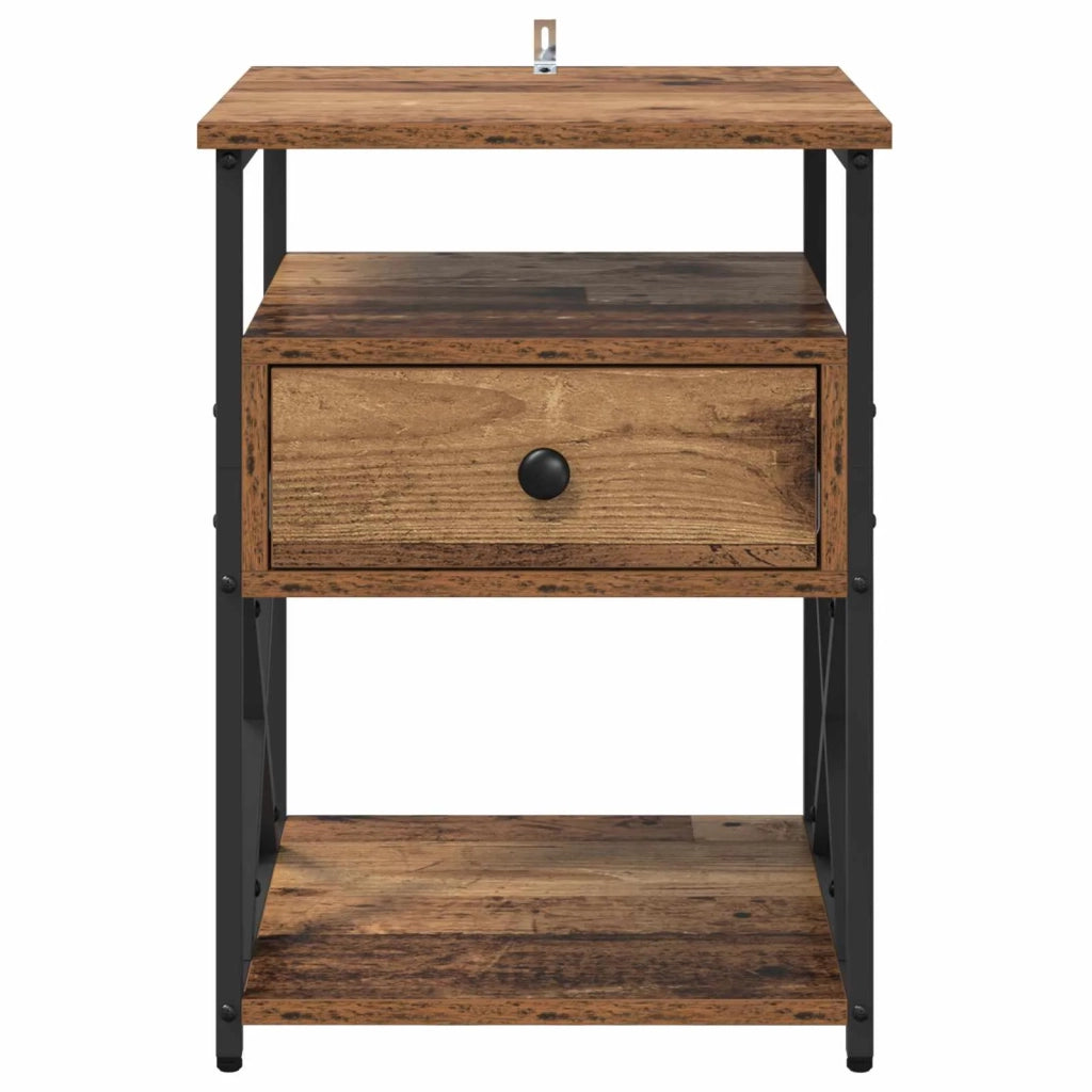 Comodino | Armadio da Notte | Mobiletto da notte con cassetto Legno vecchio 40 x 42 x 55 cm