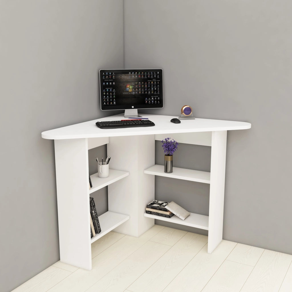 Mamette, Scrivania Angolare, 80x80x74h cm Bianco