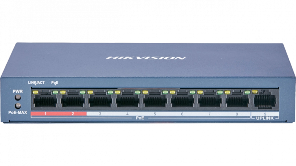 Hikvision DS-3E0109P-E-M SWITCH DI RETE 8 PORTE POE + 1 PORTA 10/100MBPS 1.8GBPS