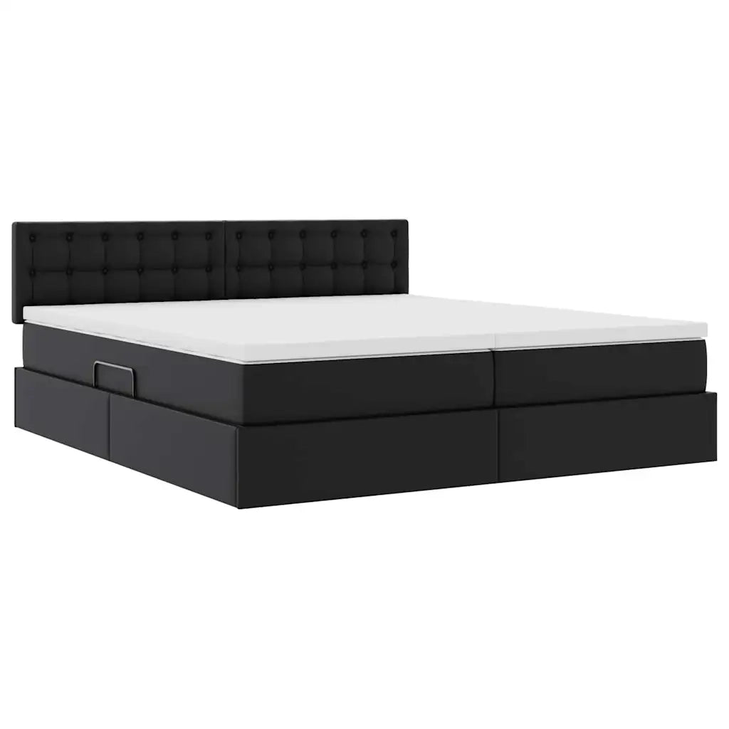 Letto con Contenitore Nero 200 x 200 cm Pelle Sintetica