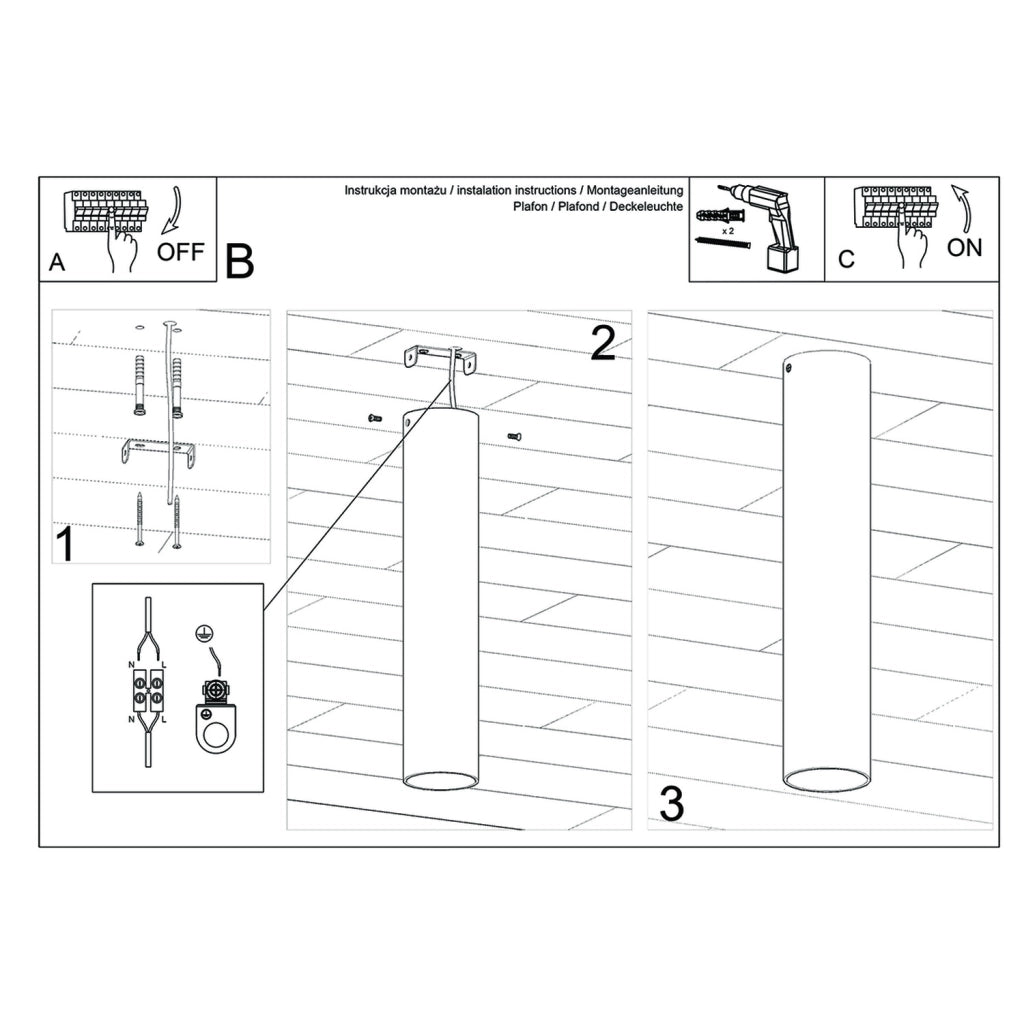 Spot soffitto tubo lungo oro Ø6 GU10 10W Modeno Pure Lume