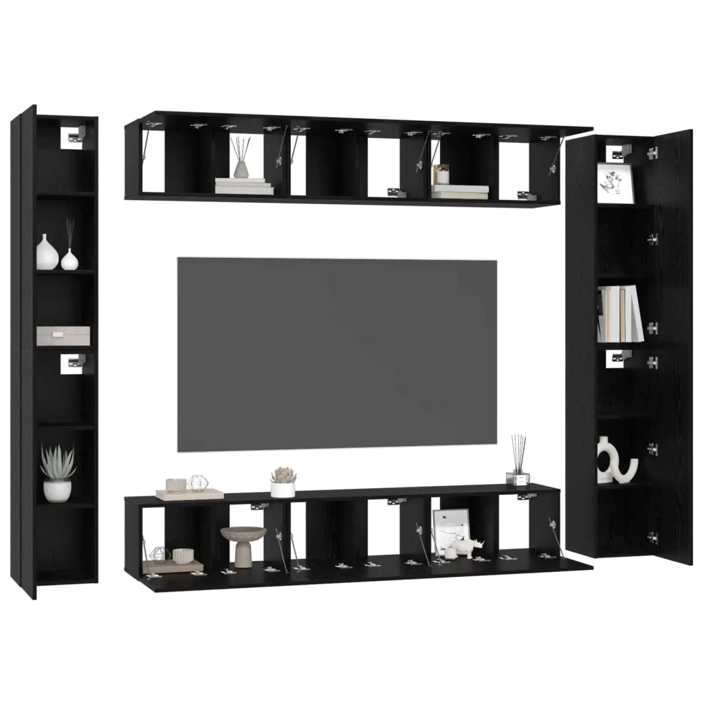 Set mobile TV 10 pcs Rovere Nero Legno multistrato 3393151