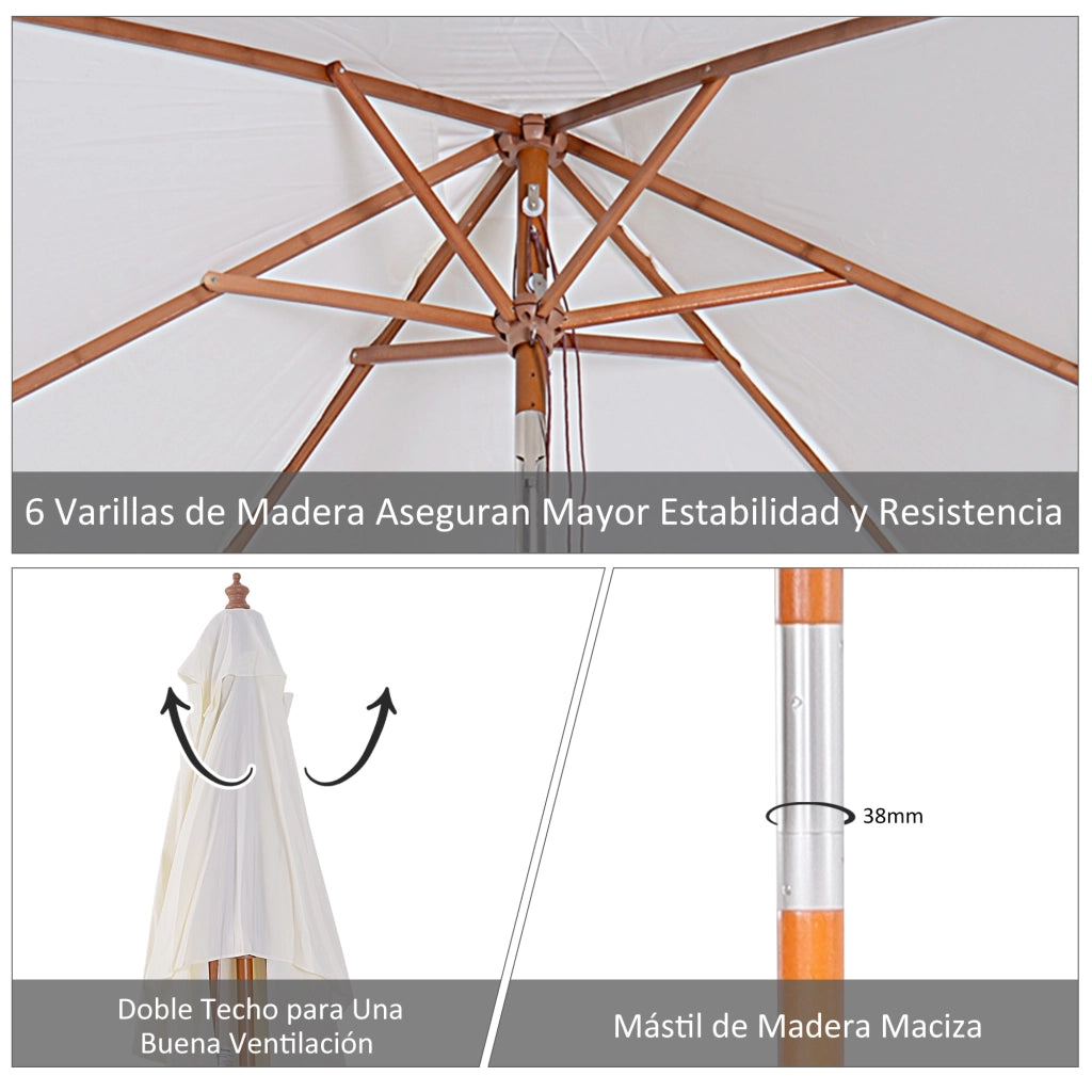 Tendone da Giardino Rettangolare Inclinabile ¨C Zephmum ¨C 200x150x235 cm Legno Crema