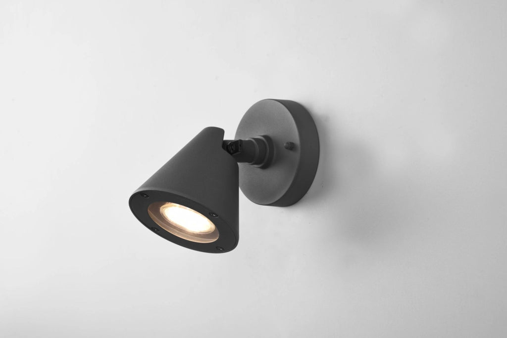 KAVERI APPLIQUE DA ESTERNO CONO FUSIONE ALLUMINIO ANTRACITE H. 11CM IP44 1 LUCE ATTACCO GU10