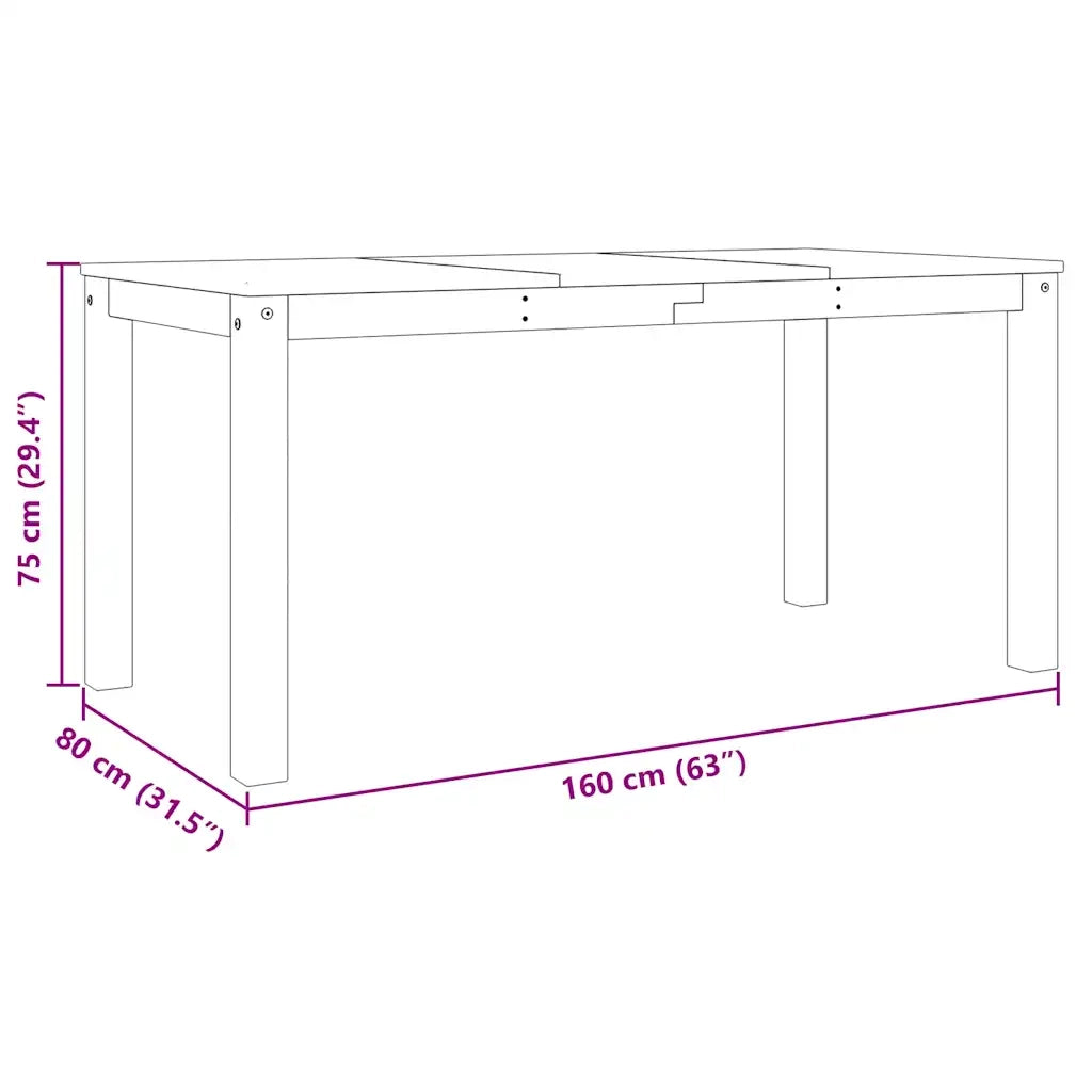 Tavolo da Pranzo PANAMA Bianco 160x80x75 cm Legno Massello Pino 4005707