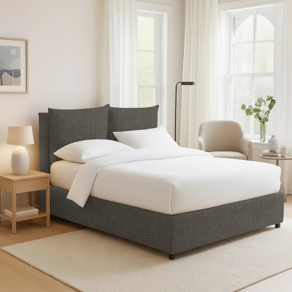 Formby, Letto Matrimoniale Sfoderabile Made in Italy, Grigio Tortora