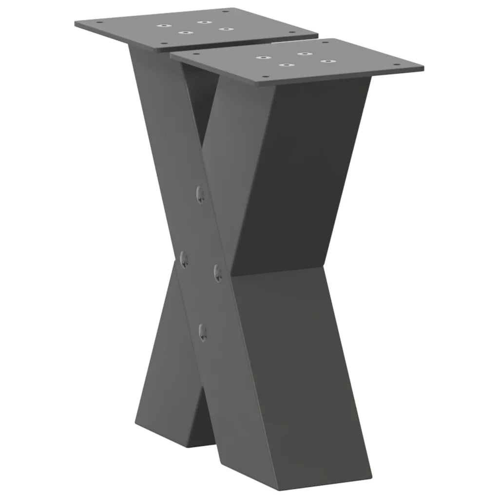 Gambe per Tavolino da CaffÃ¨ a Forma di X 2 pz Antracite 40x(30-31) cm Acciaio