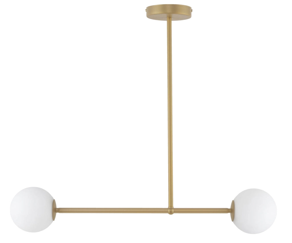 Plafoniera minimal oro con 2 sfere vetro Gama Sigma