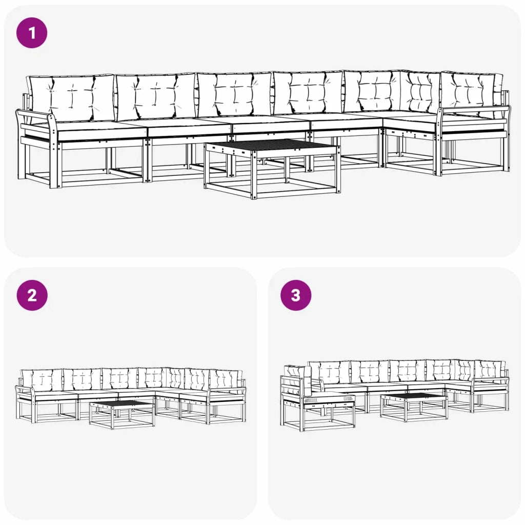 Set di divani da esterno 7 pz Bianco e Antracite Poliestere 3386551