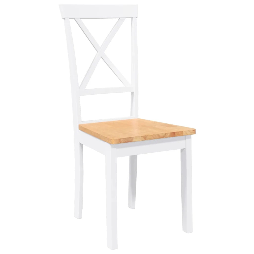 Sedie da Pranzo 2 pz Bianche in Legno Massello di Hevea 4102406