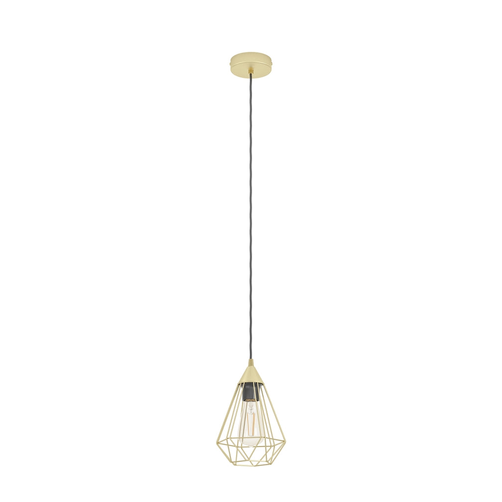 Lampadario A Sospensione Vintage Tarbes Acciaio Ottone Spazzolato 1 Luce E27