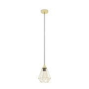 Lampadario A Sospensione Vintage Tarbes Acciaio Ottone Spazzolato 1 Luce E27