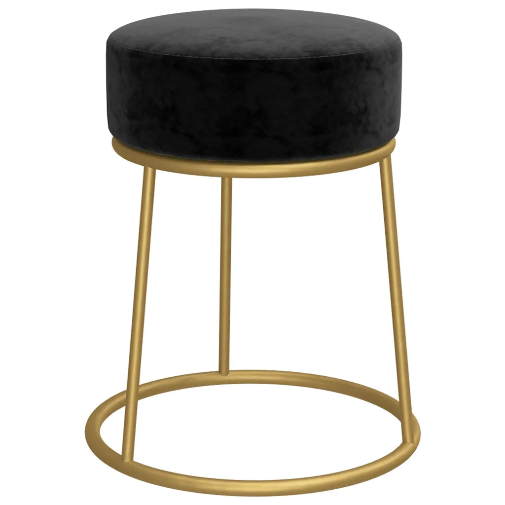 Sgabello Rotondo Nero in Velluto CFW4619334
