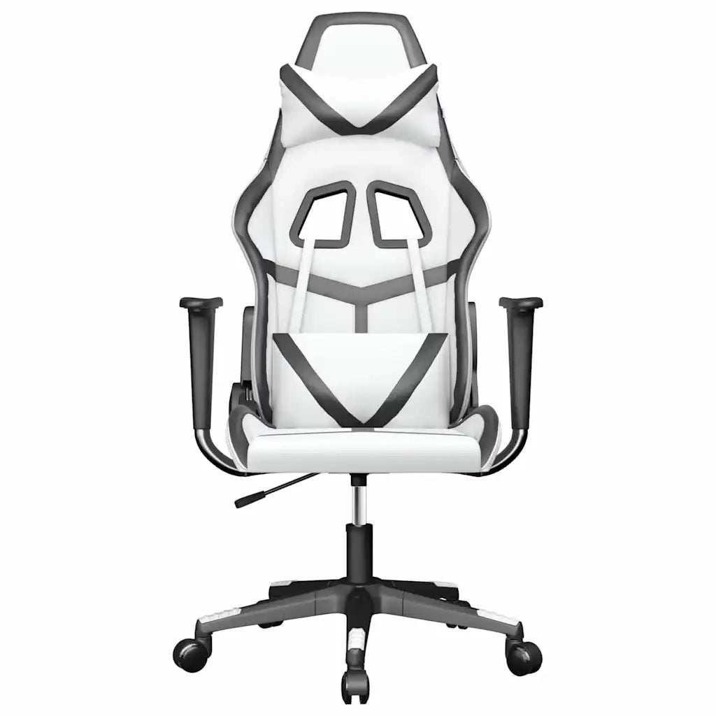 Sedia da Gaming Massaggiante Bianco e Nero in Similpelle