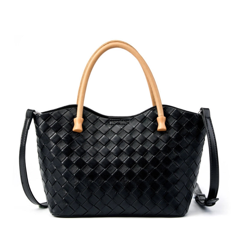 Borsa a mano da donna in vera pelle, borsa a tracolla nera.