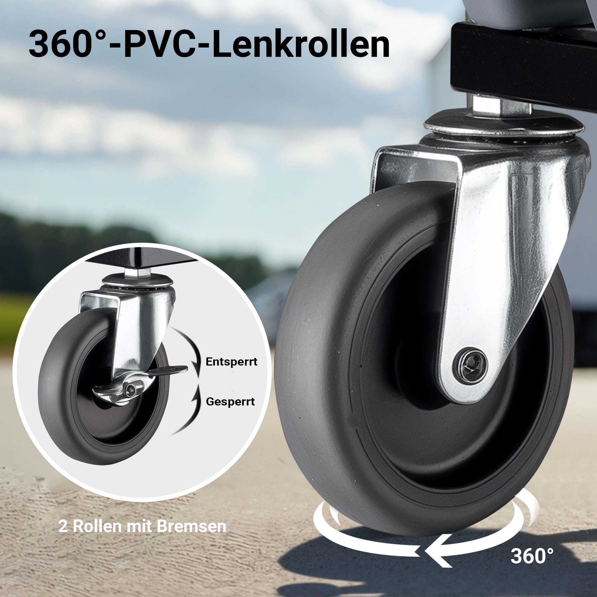 Sgabello da officina con ruote e porta attrezzi, sgabello mobile da meccanico, 120 kg di portata