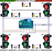 Kit Impianto Semaforico Parcheggio 5 Semafori 2 Luci 24 Led Rossi e 24 Verdi 230 V Centrale Tempi Transito Regolabili da 0,5 a 3 Minuti Ordine Arrivo Uscita Con 5 Coppie Fotocellule Garage 5 Livelli