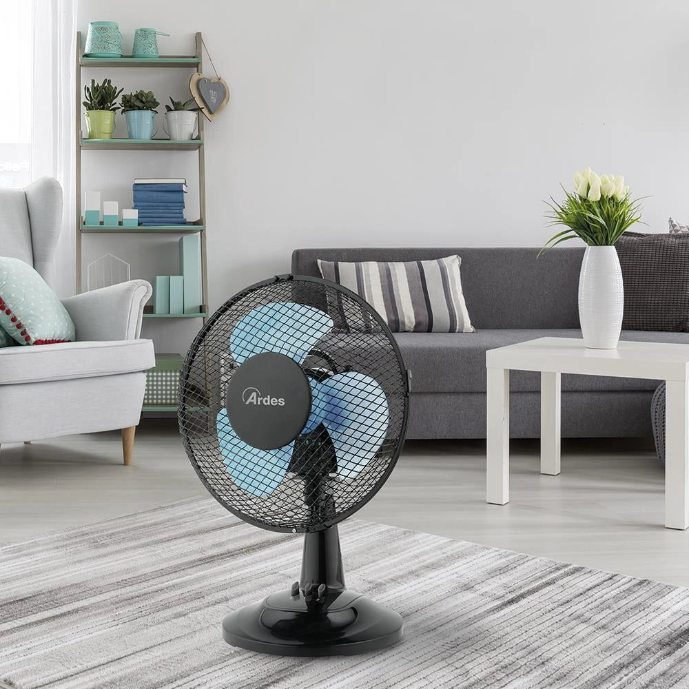 Ardes Ventilatore da Tavolo Silenzioso 3 Pale New Easy 23 AR5EA23B per Climatizzazione Efficiente in Ambienti Interni