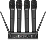 Sistema di microfono UHF a 4 canali wireless - cuffie lavalier per microfono - ricevitore metallico - karaoke per cerimonie di matrimonio