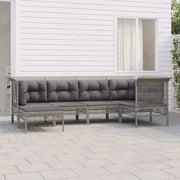 Set Divani da Giardino 6 pz con Cuscini in Polyrattan Grigiocod mxl 76701