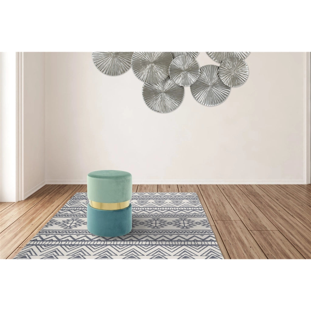 Sgabello Pouf Gipsy 800 in Velluto Mint e Petrolio