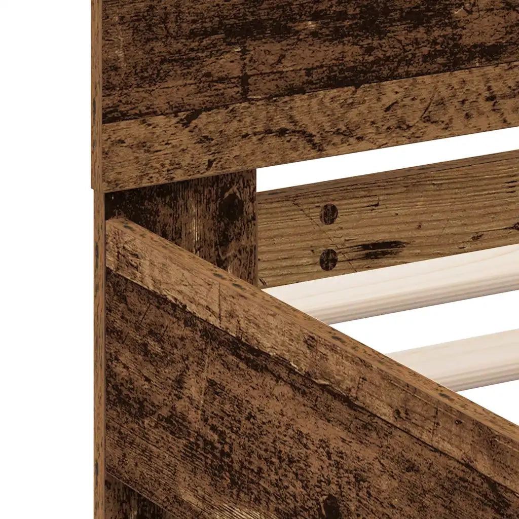 Struttura del letto con strisce LED Legno vecchio 140 x 200 cm 3333945