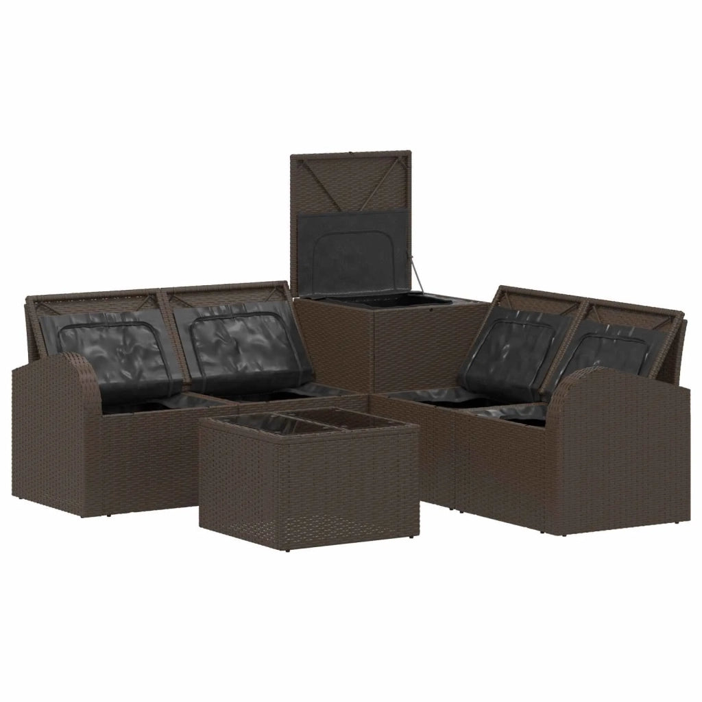 Set di divani 6 pz Marrone e Bianco Crema 3447186