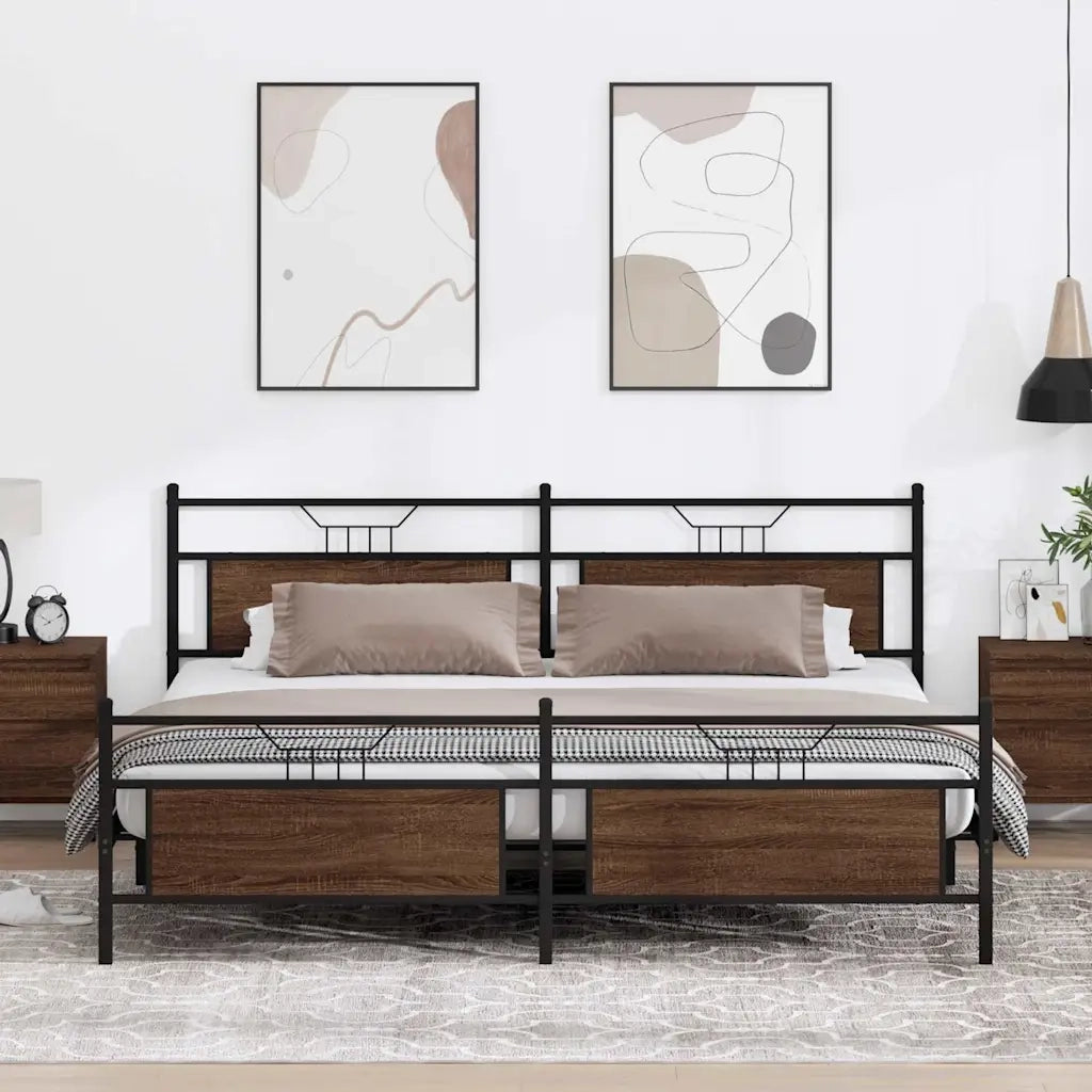 Giroletto senza Materaso in Metallo Rovere Marrone 200x200 cm 3325106