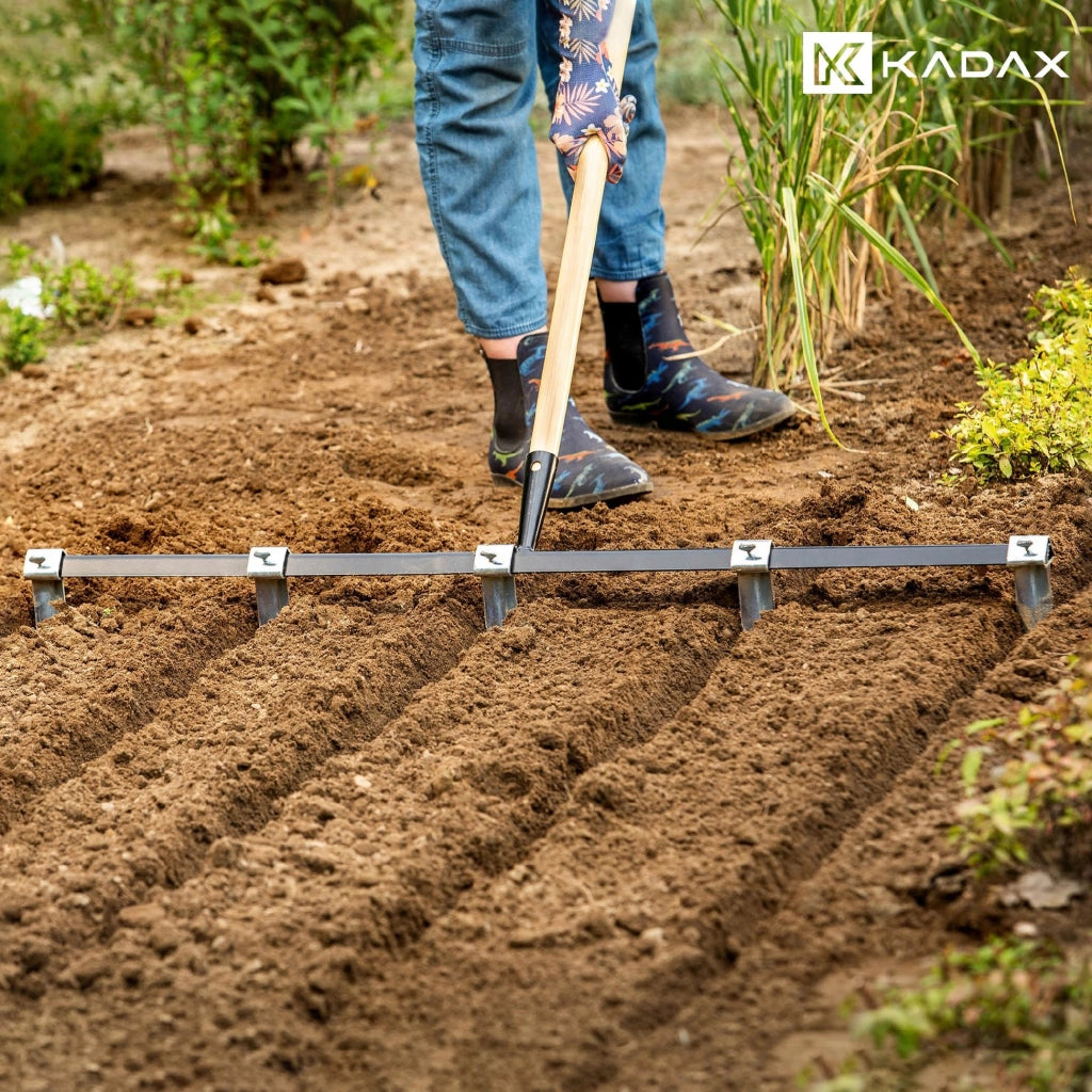 Marcatore da giardino KADAX per semina, file e terreno, a 5 denti, 100 cm