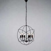 Lampadario deco sospensione in ferro Nero Oro sei luci 51x h55 cm