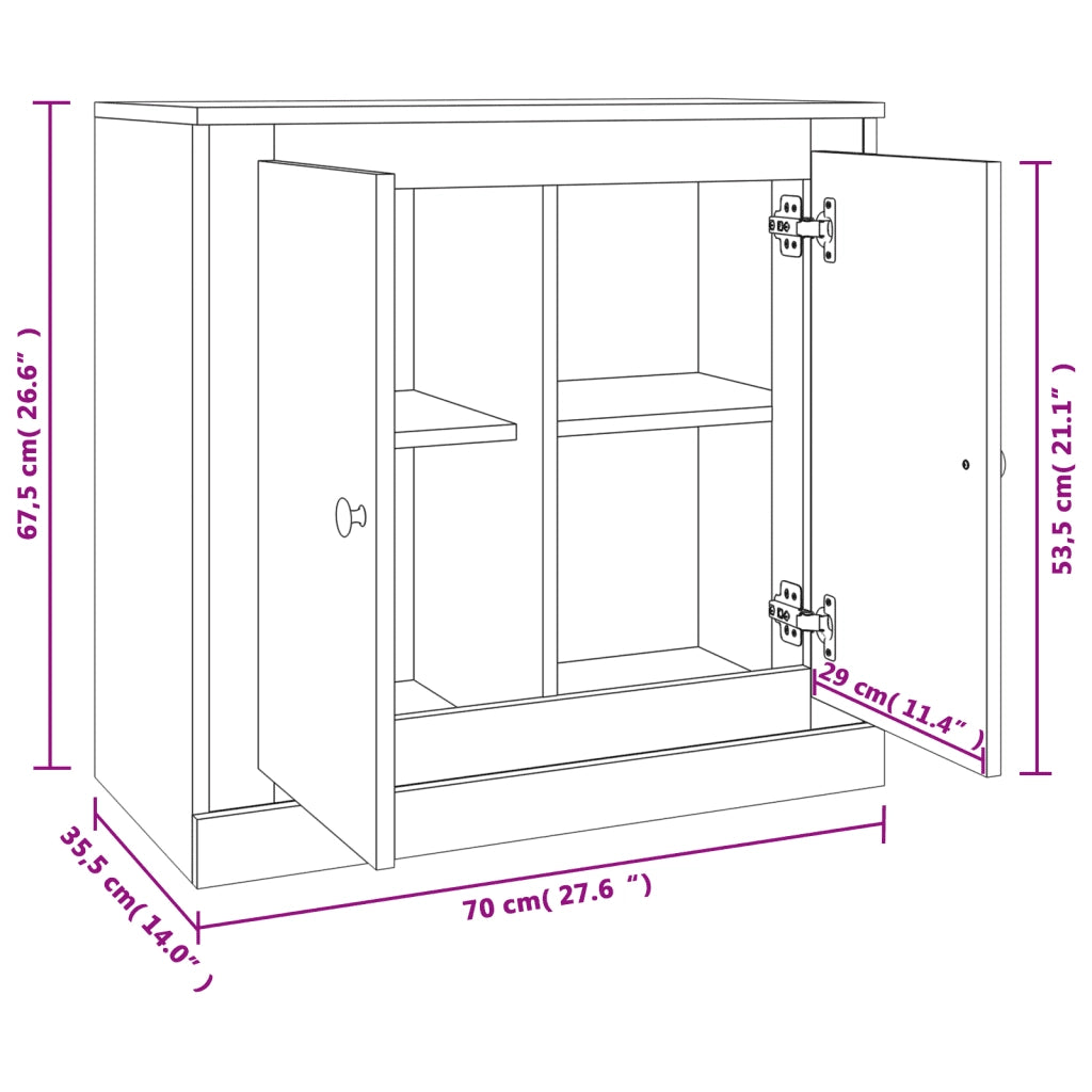 Credenza | Madia | Buffet da pranzo | Armadio da pranzo Grigio Cemento 70x35,5x67,5 cm in Legno Multistrato