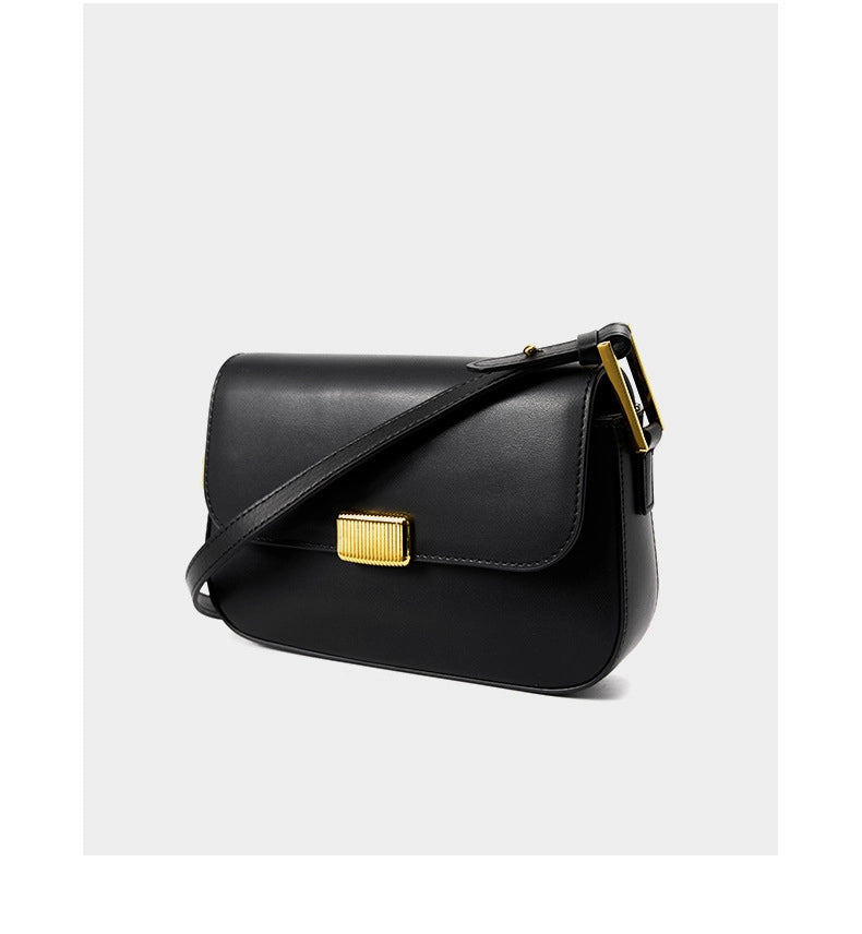 Borsa a tracolla da donna in vera pelle nera