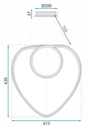 Lampada Da Soffitto Pensile Ring Moderno Led+telecomando App798-cp Chrome