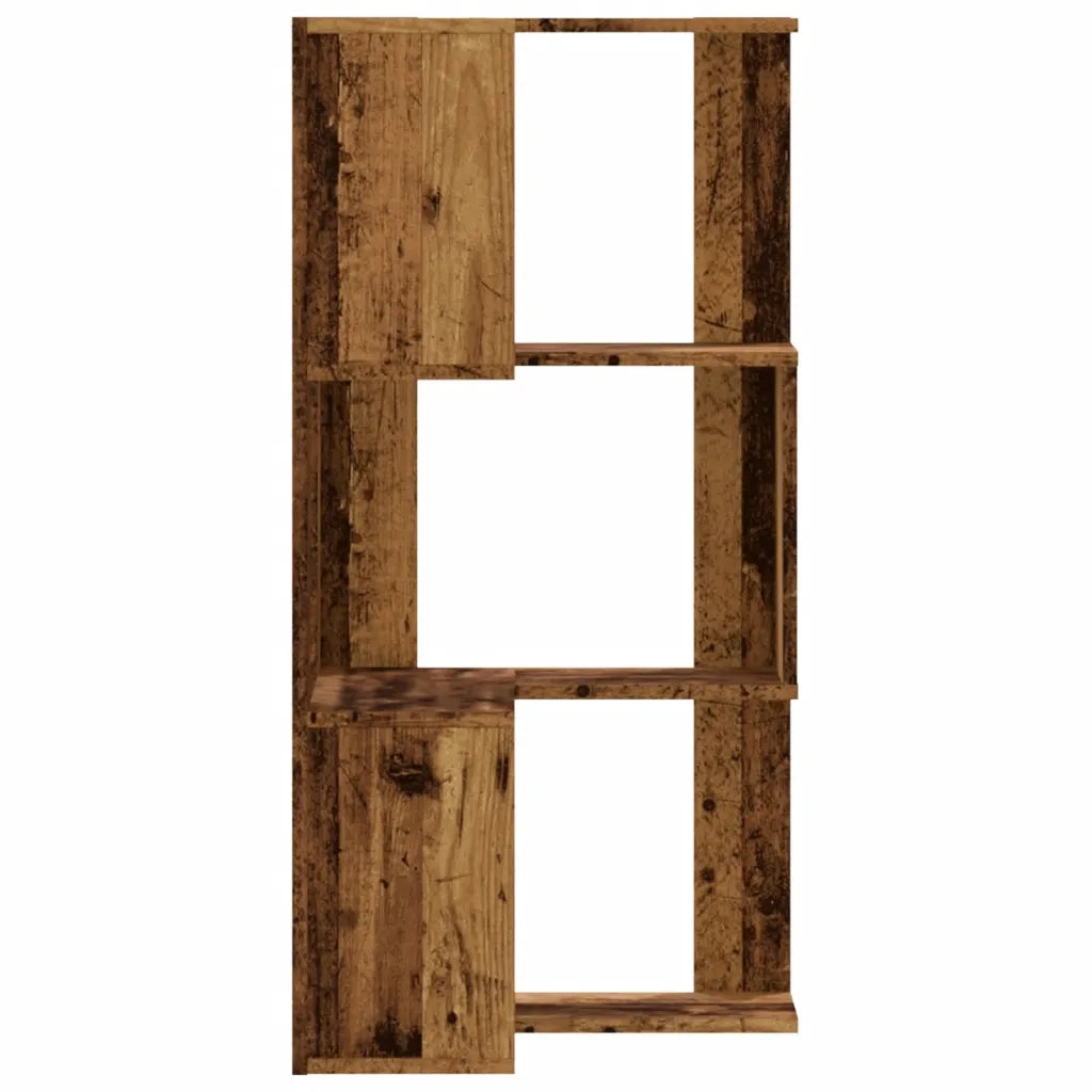 Libreria Angolare 3 Ripiani-Scaffale per Libri-Mobile di Stoccaggio Legno Vecchio 50x50x102 cm Legno