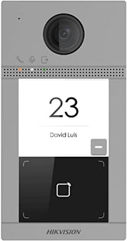 Postazione esterna Hikvision 1 pulsanti videocitofono WiFi / IP con telecamere HD 2.0mpx e lettore di prossimità mifare card standard PoE/12V DC IP65 IK08