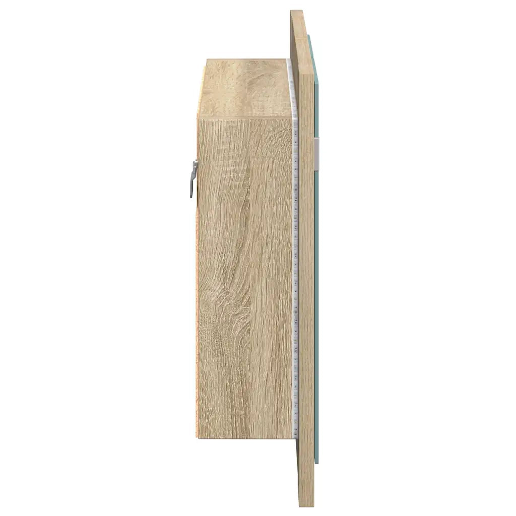 Armadietto a Specchio con Luci LED Rovere Sonoma in Acrilico 804959