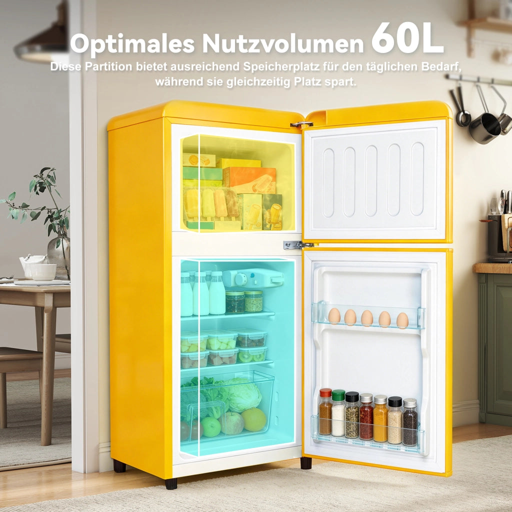 FRIGORIFERO DOPPIA PORTA 60 L Giallo in plastica e acciaio