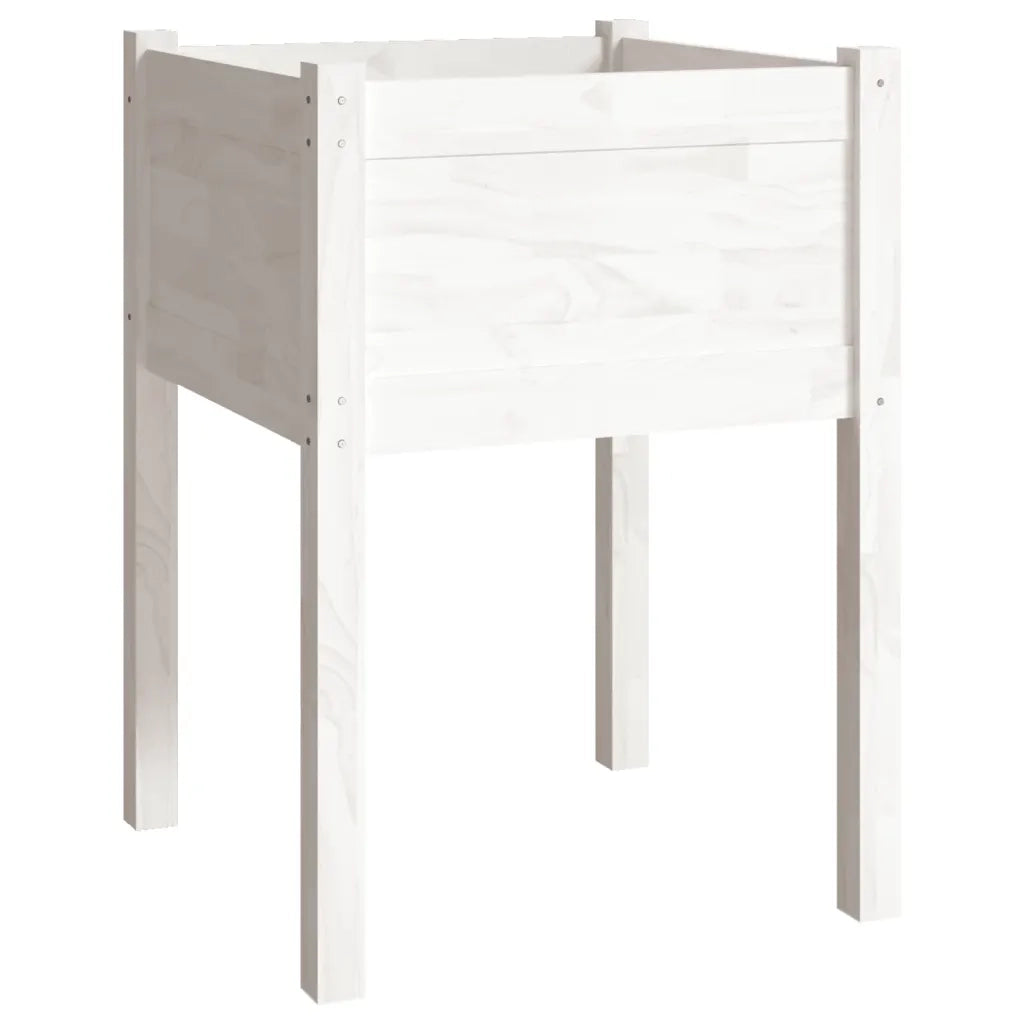 Fioriere da Giardino 2 pz Bianche 50x50x70 cm Massello di Pino 810802