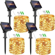Decorazione di Natale all'aperto Filo di luce alimentato da energia solare resistente alle intemperie 8 modi IP65 filo di luce in rame per giardino terrazza albero cortile festa caldo bianco