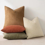 Copri cuscino a quadro con tessuto corduroy a strisce, chiusura invisibile, per divano, poltrona, letto, 4 pezzi, 40x40 cm, marrone e verde
