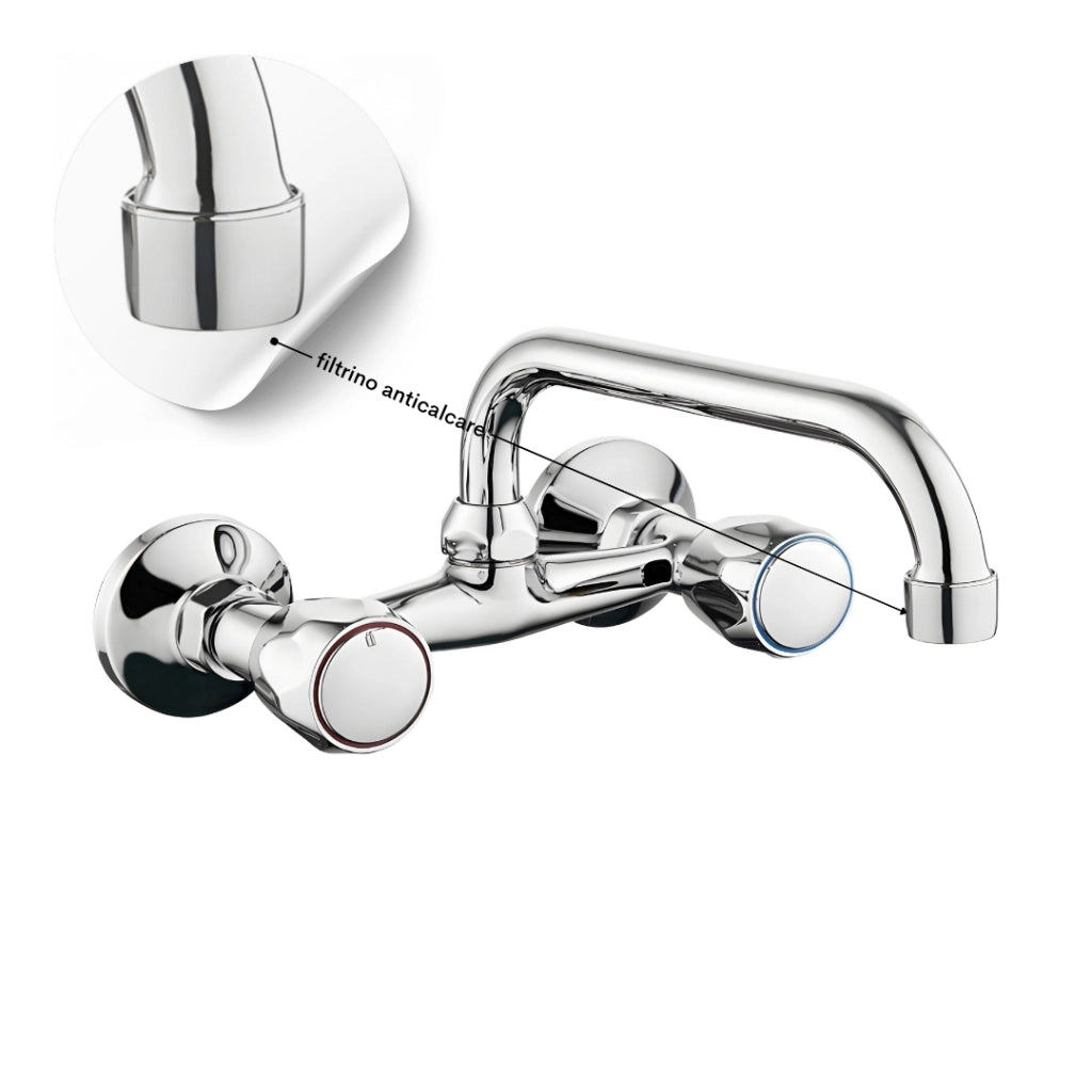 Rubinetto a muro up canna alta in ottone cucina con erogazione orientabile *** confezione 1