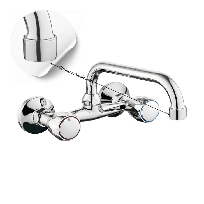 Rubinetto a muro up canna alta in ottone cucina con erogazione orientabile *** confezione 1