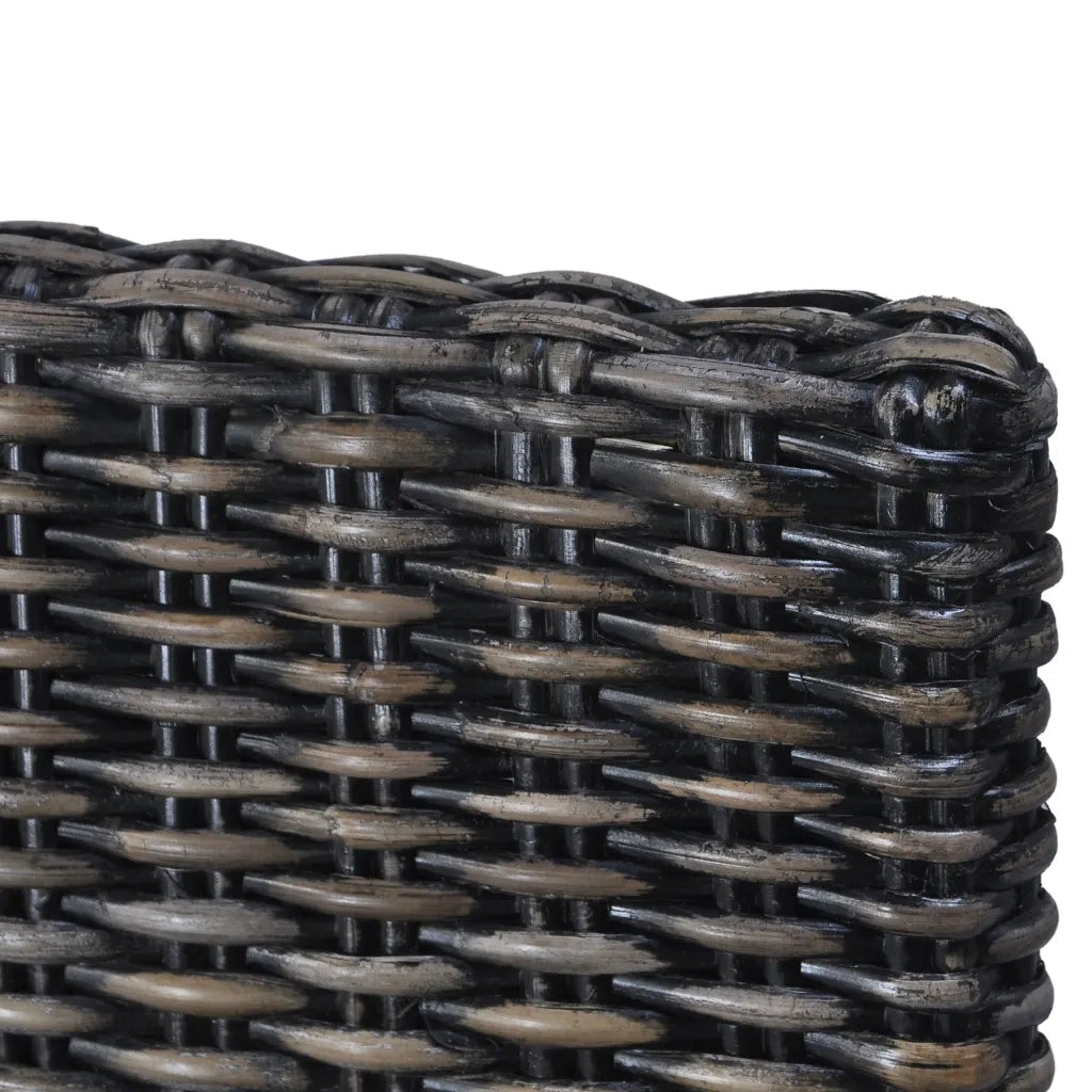 Sedie da Pranzo 6 pz Nere in Rattan Kubu e Legno di Mango 275470