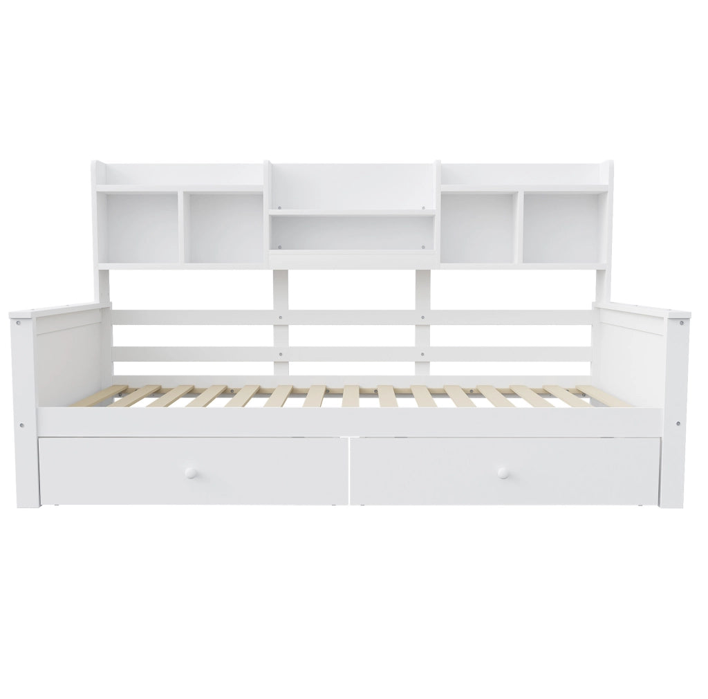 Letto singolo divano 90x200 cm bianco con cassetti