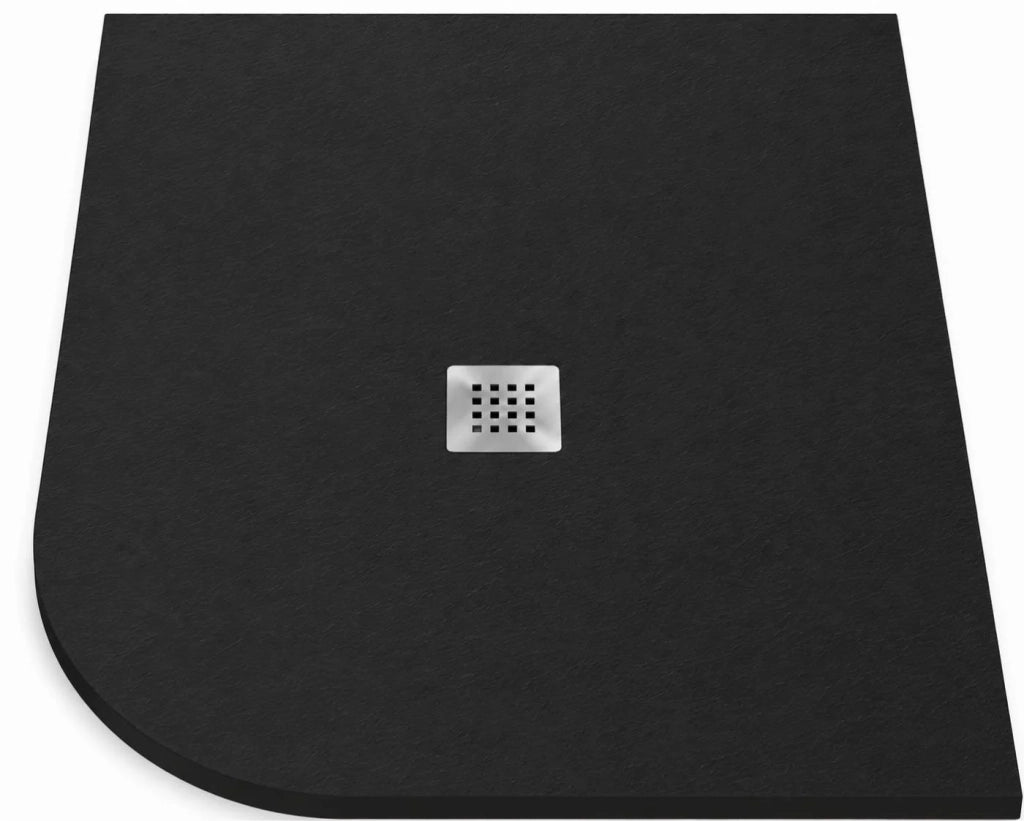 Piatto doccia semicircolare ROUND 80x80 cm Nero griglia in acciaio