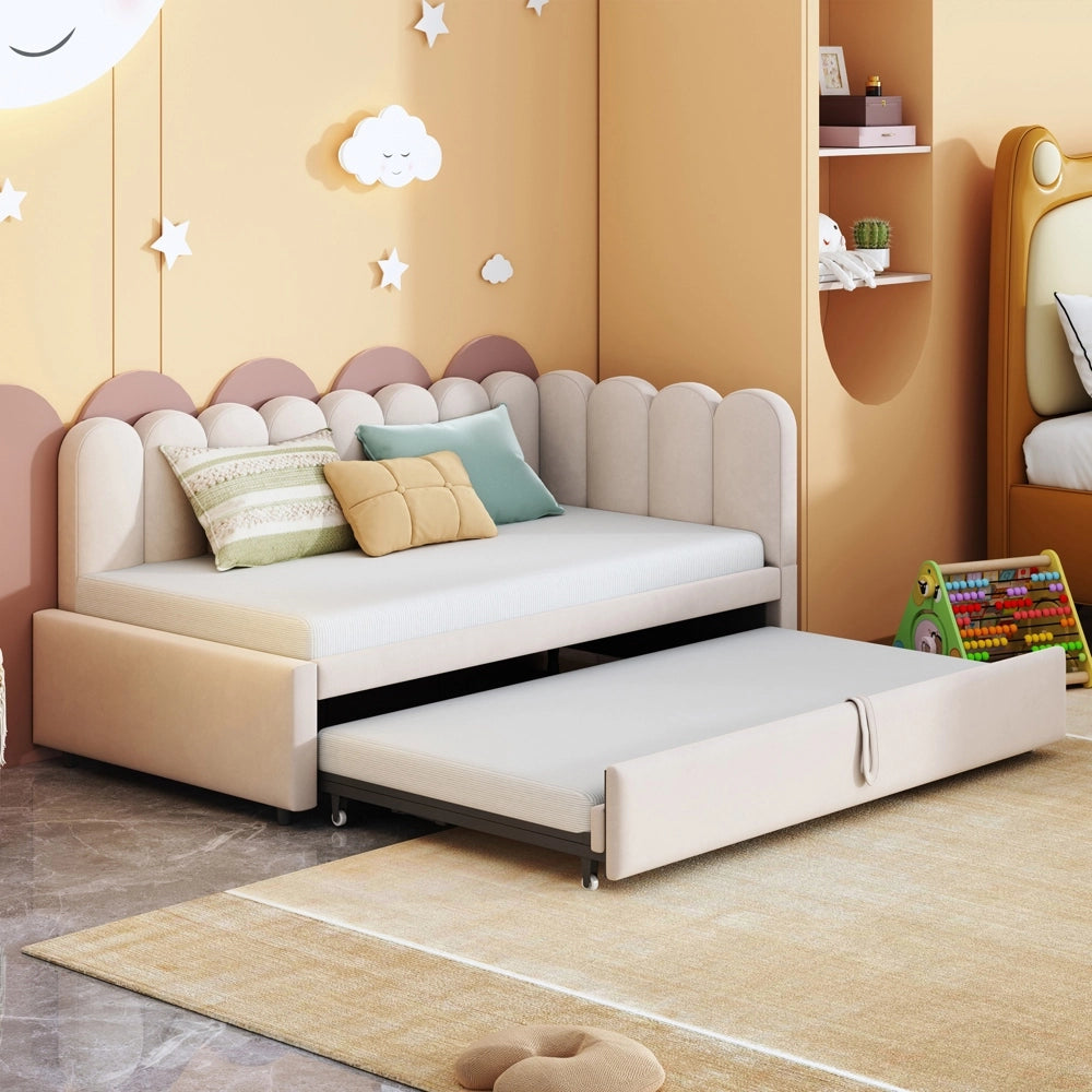 Divano angolare 2 in 1 - Xylo - 90/180x200 cm velluto beige