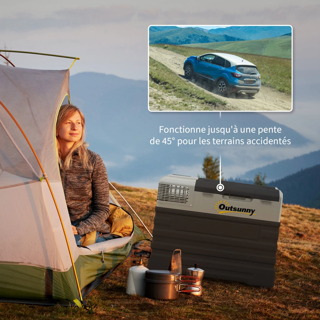 Frigo Elettrico Portatile 56L ¨C zephmum ¨C Nero con Modalita' ECO/MAX, Asta Telescopica e Ruote