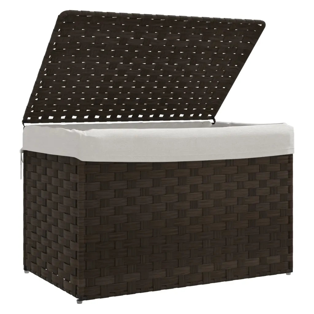 Cesto Biancheria Coperchio Marrone Scuro 55,5x35x34 Polyrattan 372050