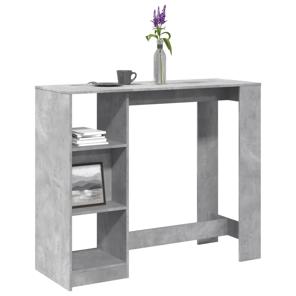 vidaXL Tavolo Bar Ripiano Grigio Cemento 124x46x103,5 cm Multistrato