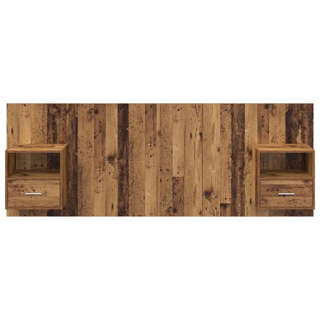 Testata con Comodino 3 pcs Legno vecchio Legno multistrato
